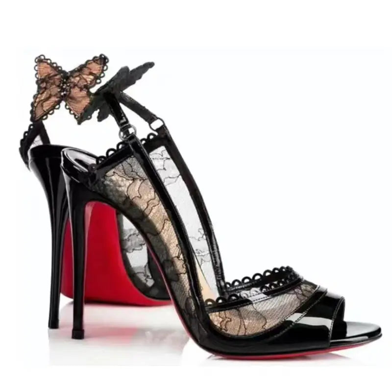 Elegant Lace Bow Heels